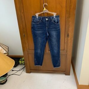 Royalty for Me mid rise jeans rough hem embroidered cutouts size 8